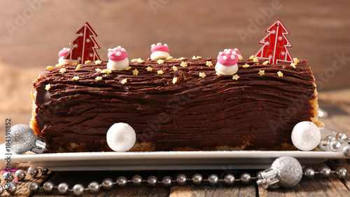 Cuadro en lienzo chocolate yule log christmas cake
