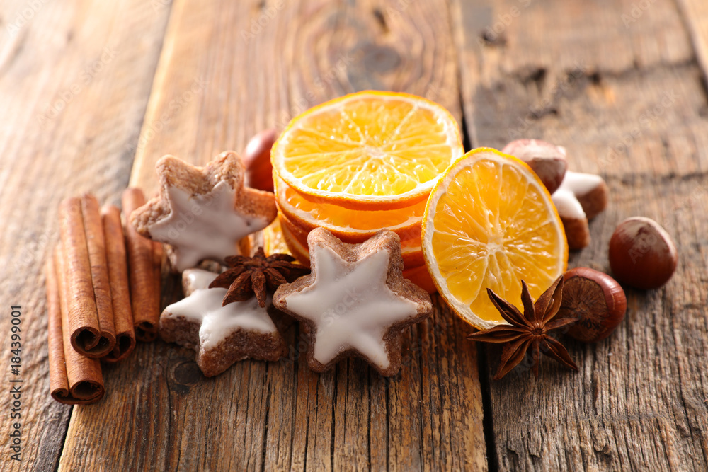 cinnamon with cookie and dried orange cinnamon with cookie and dried orange