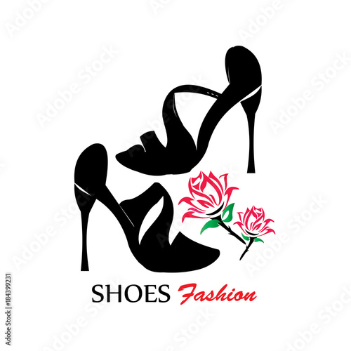 Shoe Logo silhouette design vector template. Shoes shop store logotype concept icon.