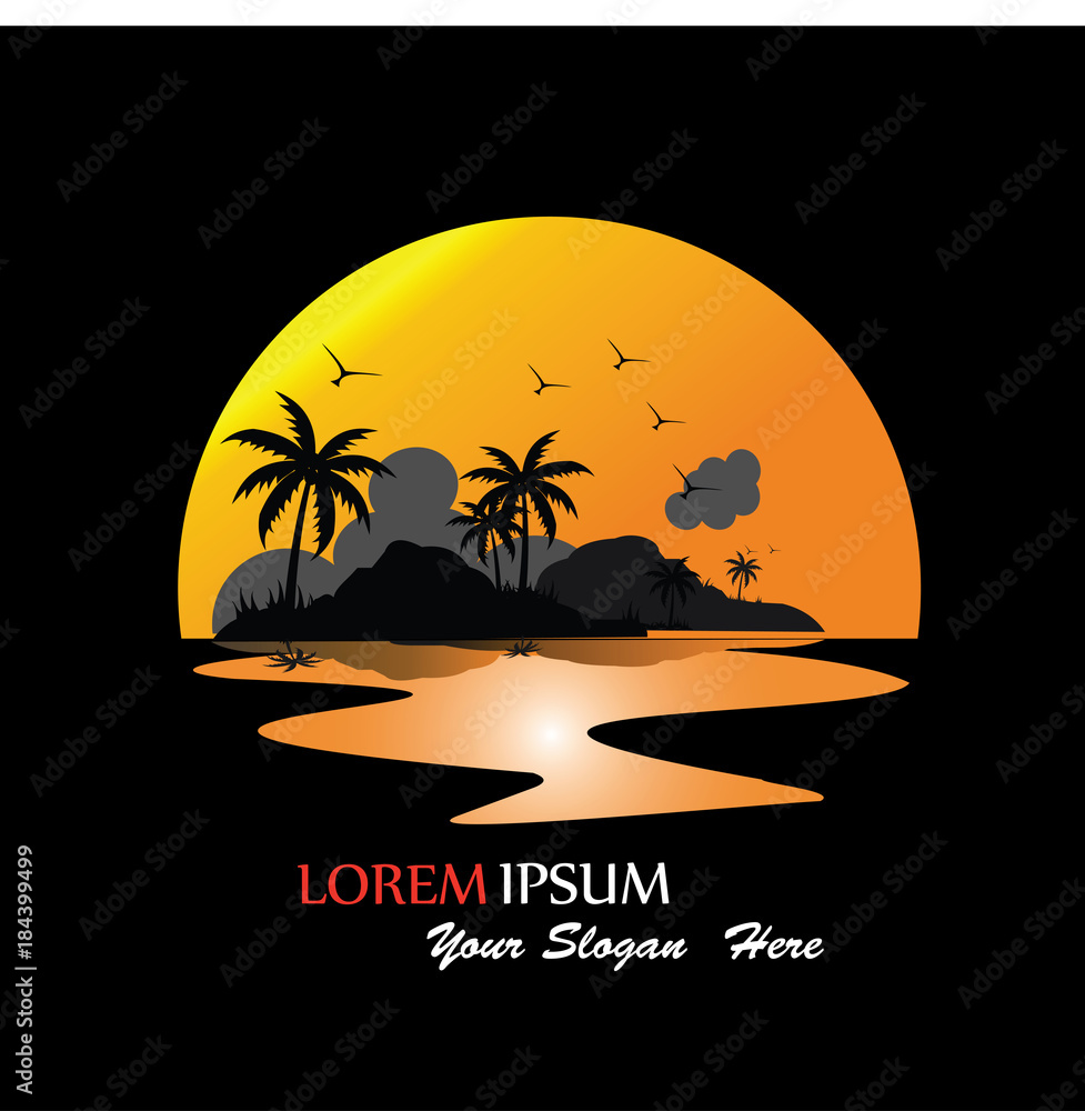 sunset logo icon vector template