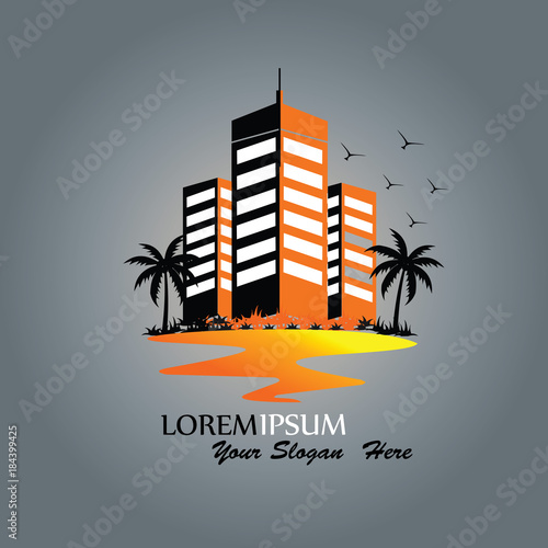 sunset logo icon vector template