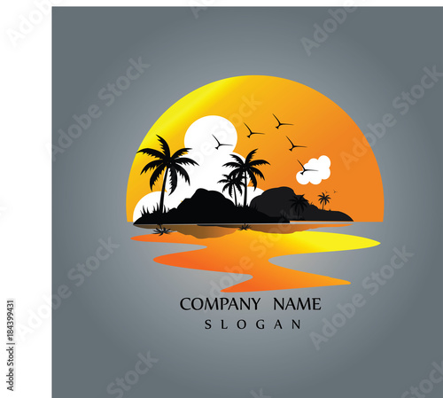 sunset logo icon vector template