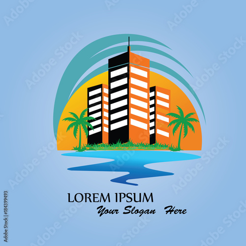 sunset logo icon vector template