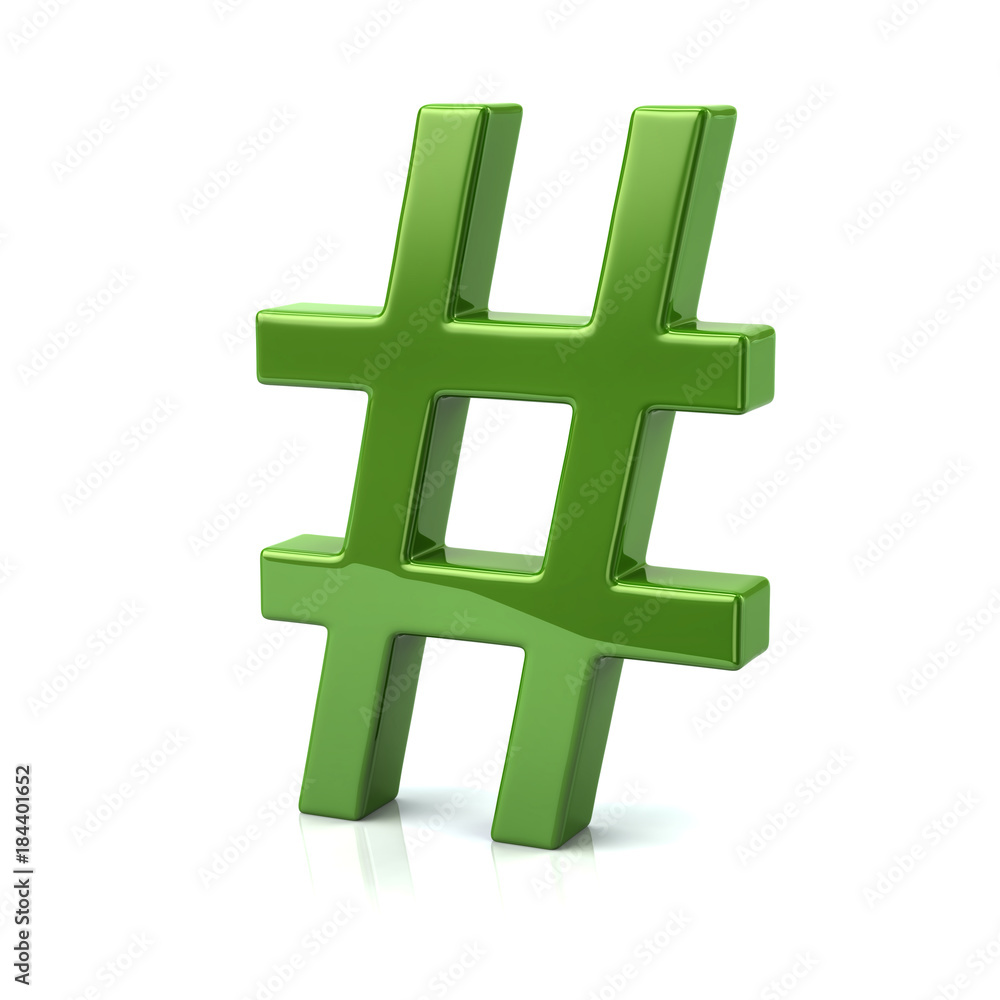 Obraz premium Green hashtags icon