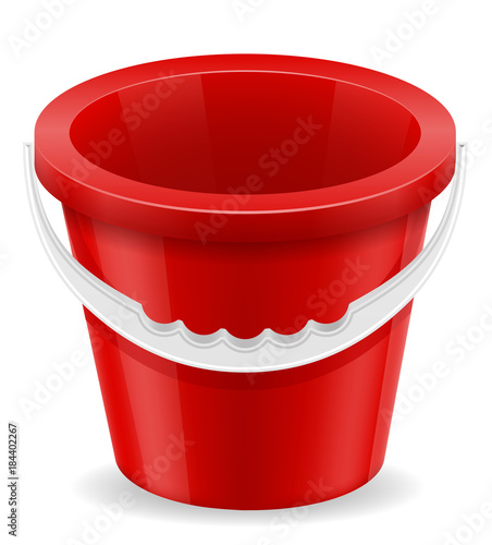 beach red bucket childrens toy for sand stock vector illustration