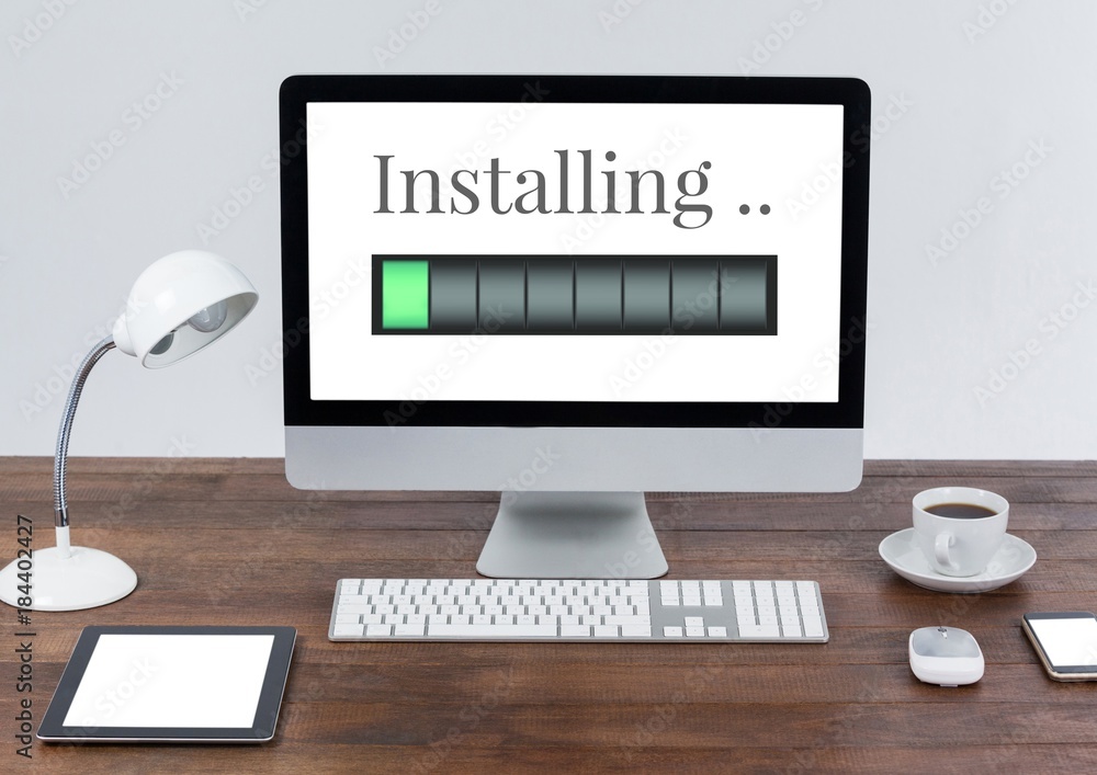 Installing progress status power bar and computer Installing progress status power bar and computer