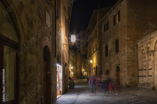 Medieval streets of San Gimignano at night  Tuscany  Italy