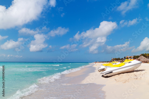 Idyllic beach at the Caribbean sea of Mexico photo
