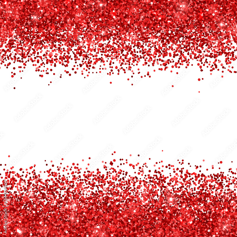 Red glitter on white background. Vector