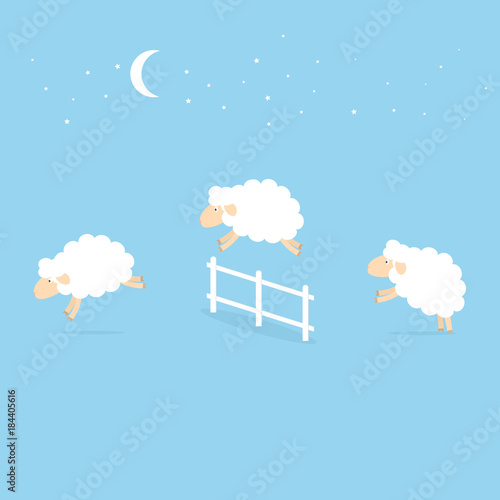 counting sheep jumping over the fence.