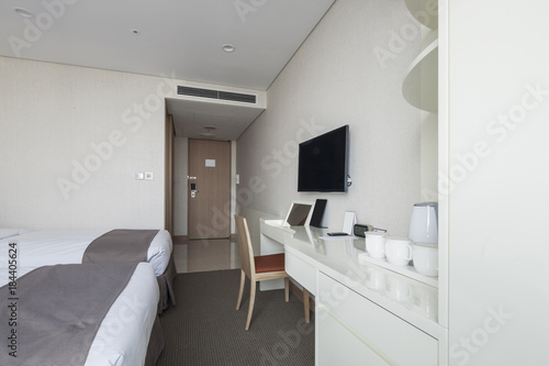 Fototapeta Naklejka Na Ścianę i Meble -  hotel room interior with tv in seoul, korea
