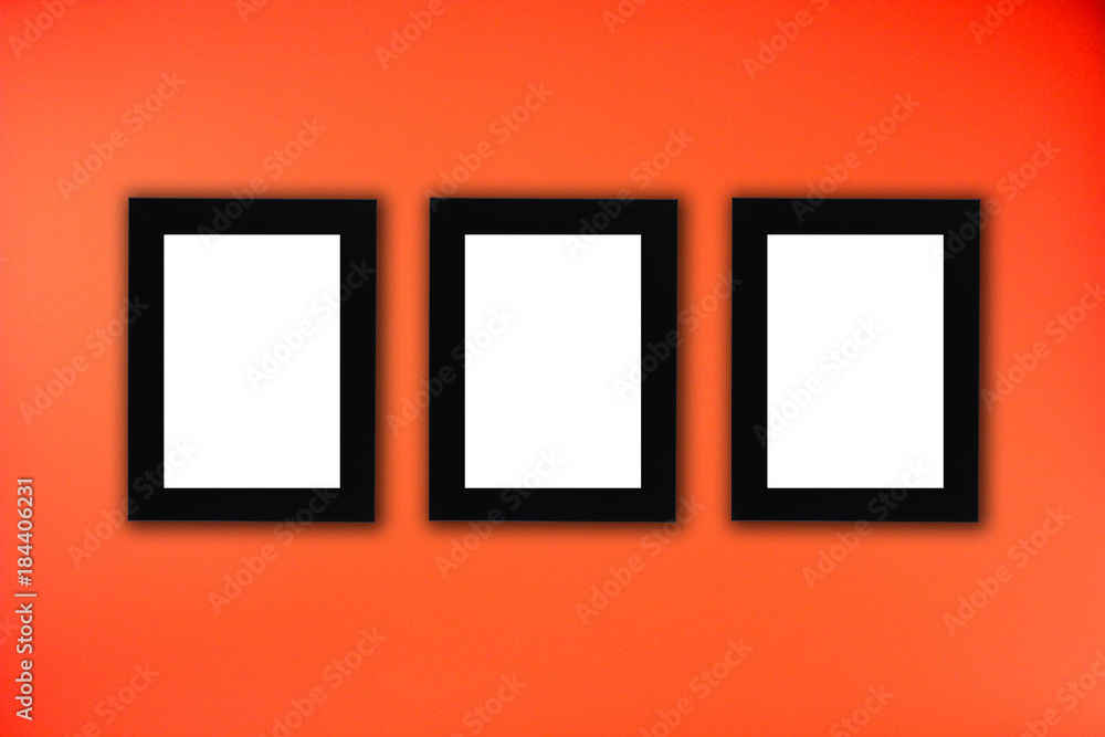 Black photo frame in red background Black photo frame in red background
