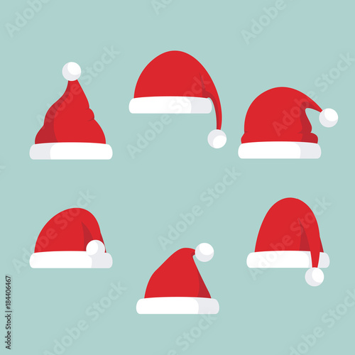 Set of santa hats vector