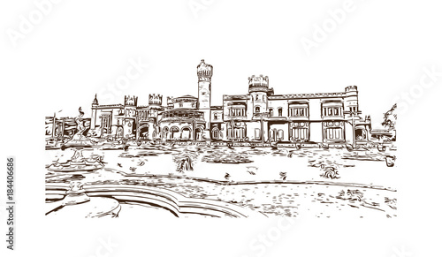 Obraz na płótnie Sketch illustration of Bangalore Palace, Bangalore, India in vector w salonie
