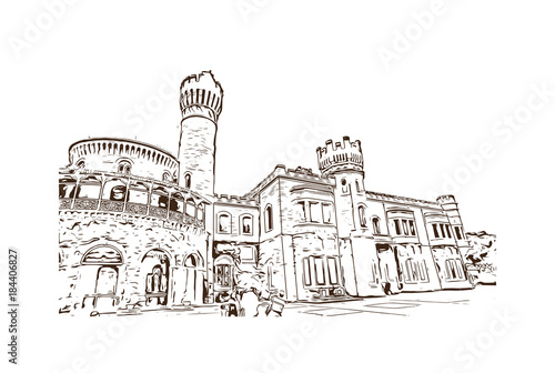 Sketch illustration of Bangalore Palace, Bangalore, India in vector
