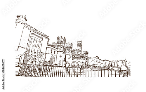Sketch illustration of Bangalore Palace, Bangalore, India in vector