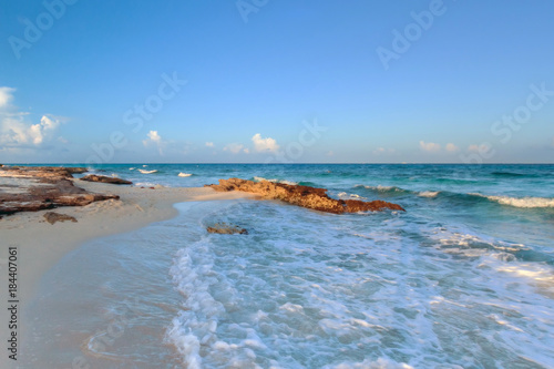 Idyllic beach of Caribbean Sea in Mexico