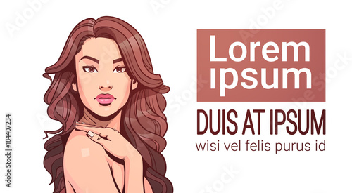 Beautiful Woman Portrait Attractive Female With Long Hair Over White Background With Copy Space Vector Illustration