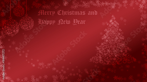 Editable Christmas background with ornaments in red tones for congratulations