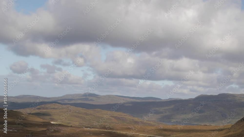panning video of a beautiful barren highlands landscape in scotland on sunny day panning video of a beautiful barren highlands landscape in scotland on sunny day