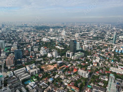 Bangkok skyline business district building sunshine day