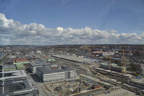 Götheburg / Schweden / Panorama Blick Hafen / Wolken / Industriehafen von oben