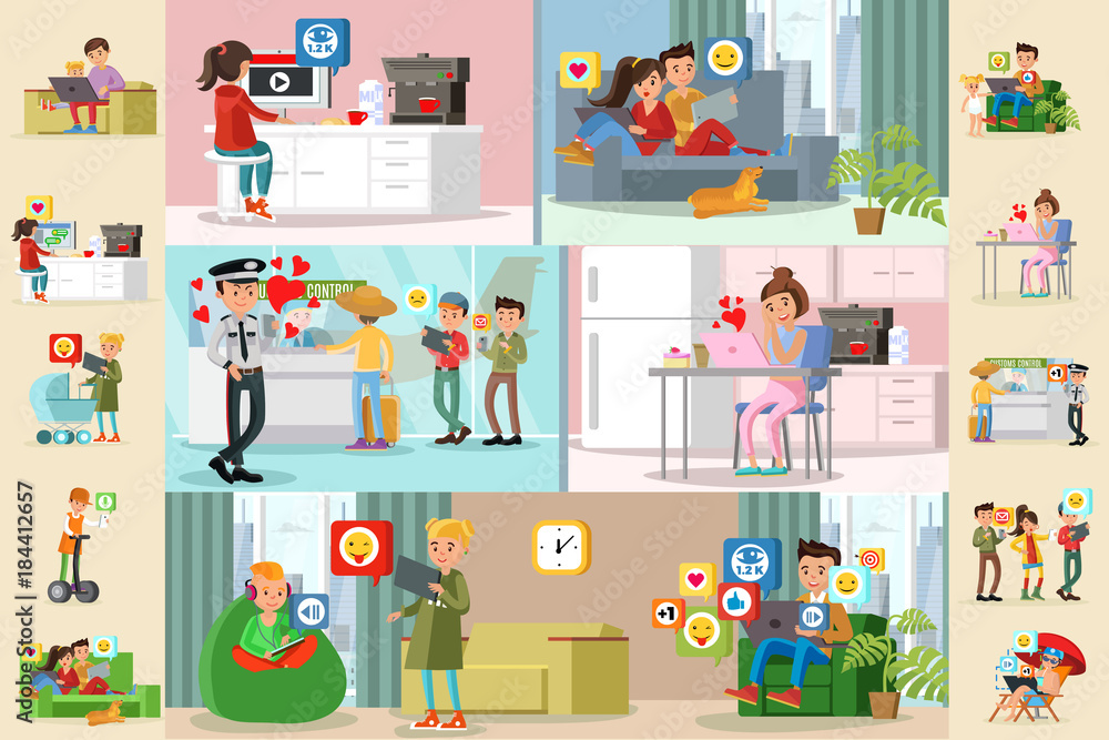 People And Social Network Horizontal Brochures People And Social Network Horizontal Brochures