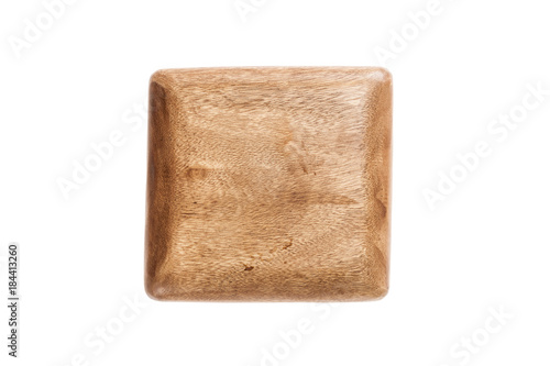 wood tray, top view isolated on the white background.