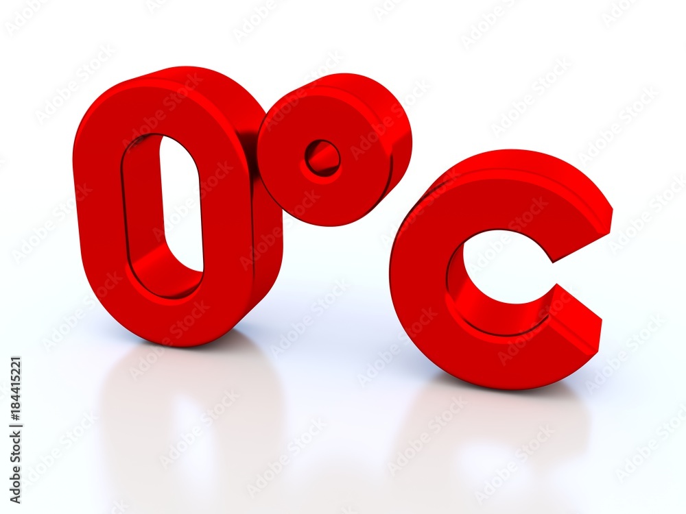 Zero degrees celsius red sign on white background Zero degrees celsius red sign on white background