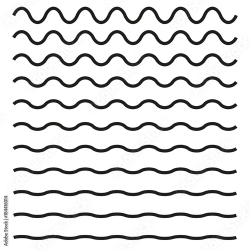 Set of wavy horizontal lines. Vector design element