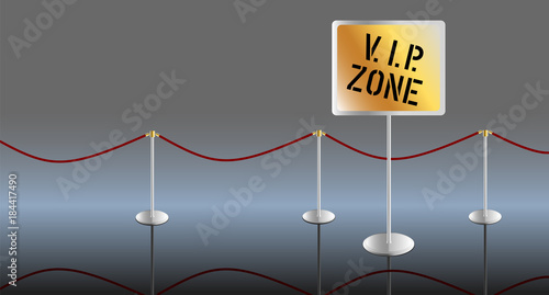 Vip lounge or vip zone sign, iillustration, web  banner. Vector art, free copy space
