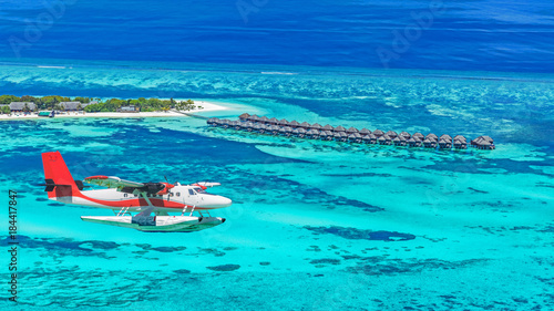 Obraz na plátně Maldives island aerial landscape view