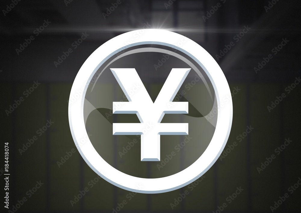 Obraz premium Yen graphic icon in glass circle