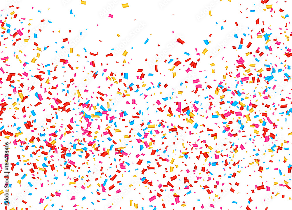 Festive background with falling confetti