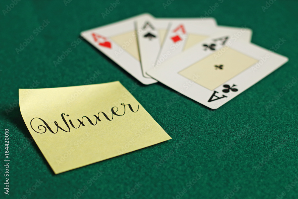 Poker cards with winning play