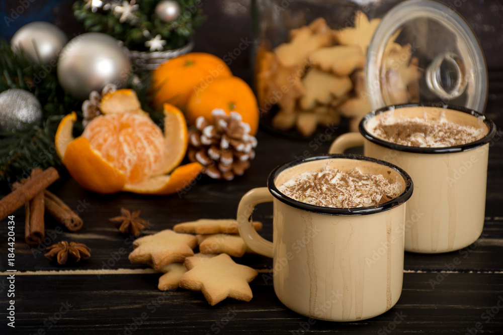 Fototapeta premium Hot chocolate with whipped cream