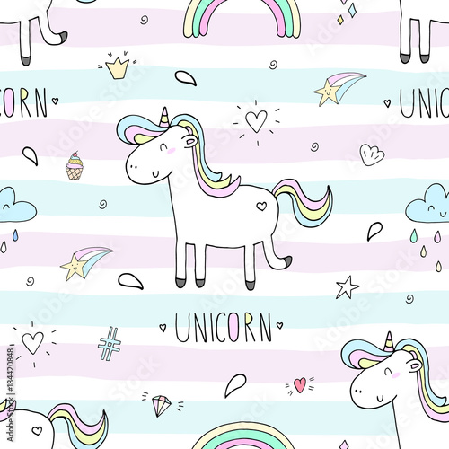 cute unicorn vector pattern