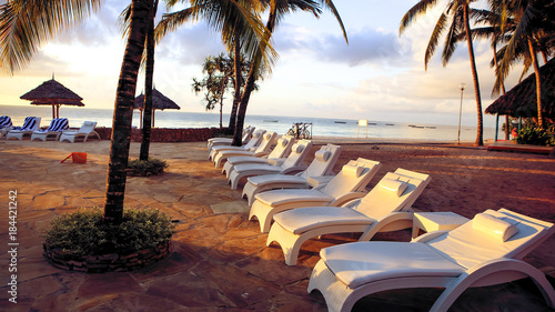 Swimming pools at the hotel in the tropics in the afternoon. Res photo