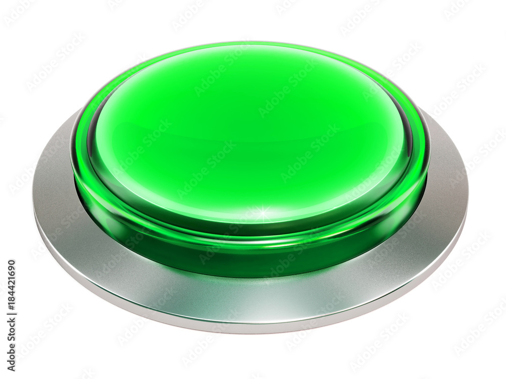 3d green shiny button. Round glass web icons with chrome frame on white background. 3d illustration 3d green shiny button. Round glass web icons with chrome frame on white background. 3d illustration