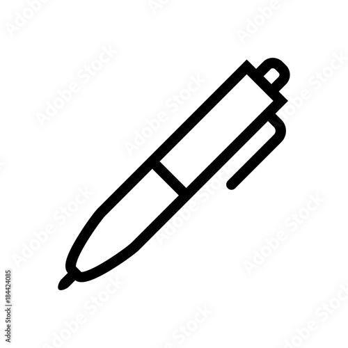 Ballpoint pen icon in thin line style isolated on white background.