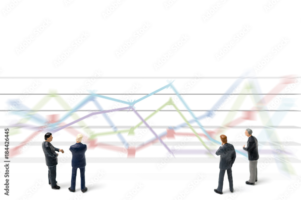 Businessman standing with chart on white background Businessman standing with chart on white background