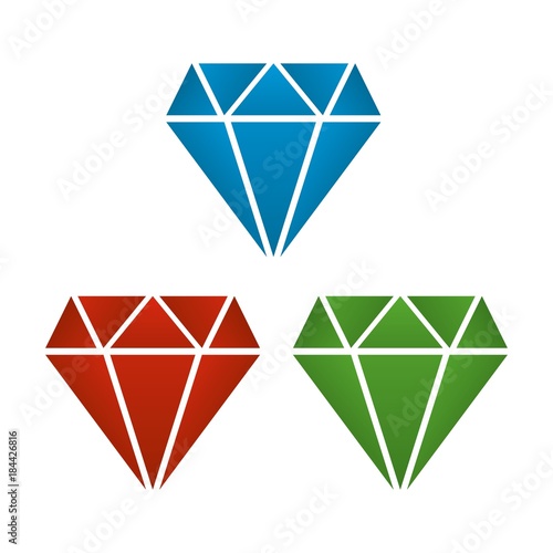 diamond with shades of blue, red and green