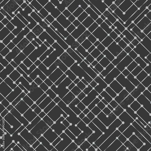 Messy connected dots seamless background.