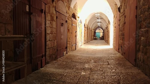 End of day - closed and empty bazaar market, sunset | 4k UHD