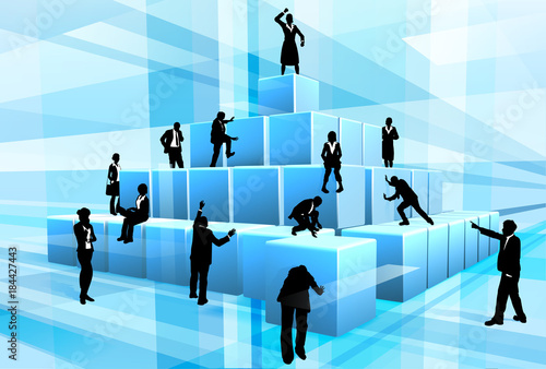 Building Blocks Business Team People Silhouettes 