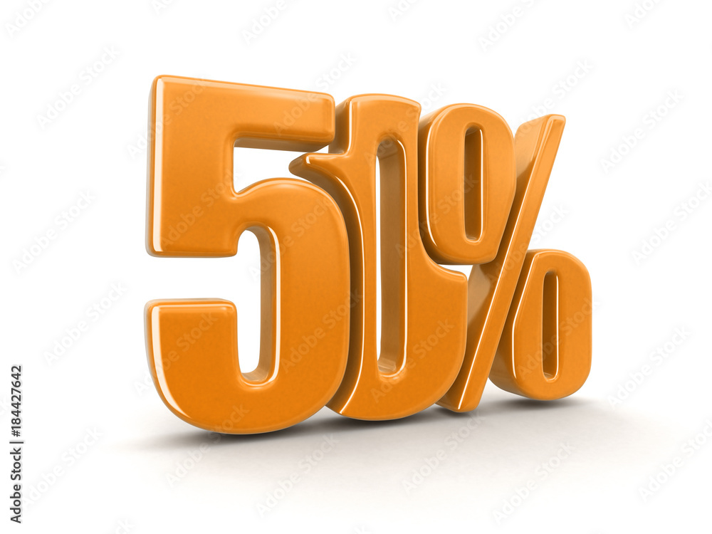 Sign 50%. Image with clipping path