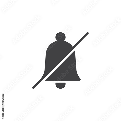 Sound mute bell icon vector, filled flat sign, solid pictogram isolated on white. Strikeout bell symbol, logo illustration.