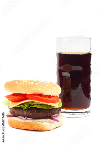 Cheeseburger and cola