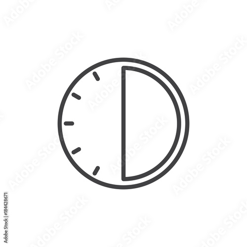 Timer clock line icon, outline vector sign, linear style pictogram isolated on white. 30 minute time symbol, logo illustration. Editable stroke