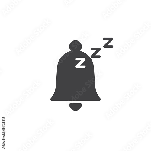 Sleeping bell icon vector, filled flat sign, solid pictogram isolated on white. Alarm Snooze Symbol, logo illustration.